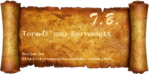 Tormássy Bernadett névjegykártya